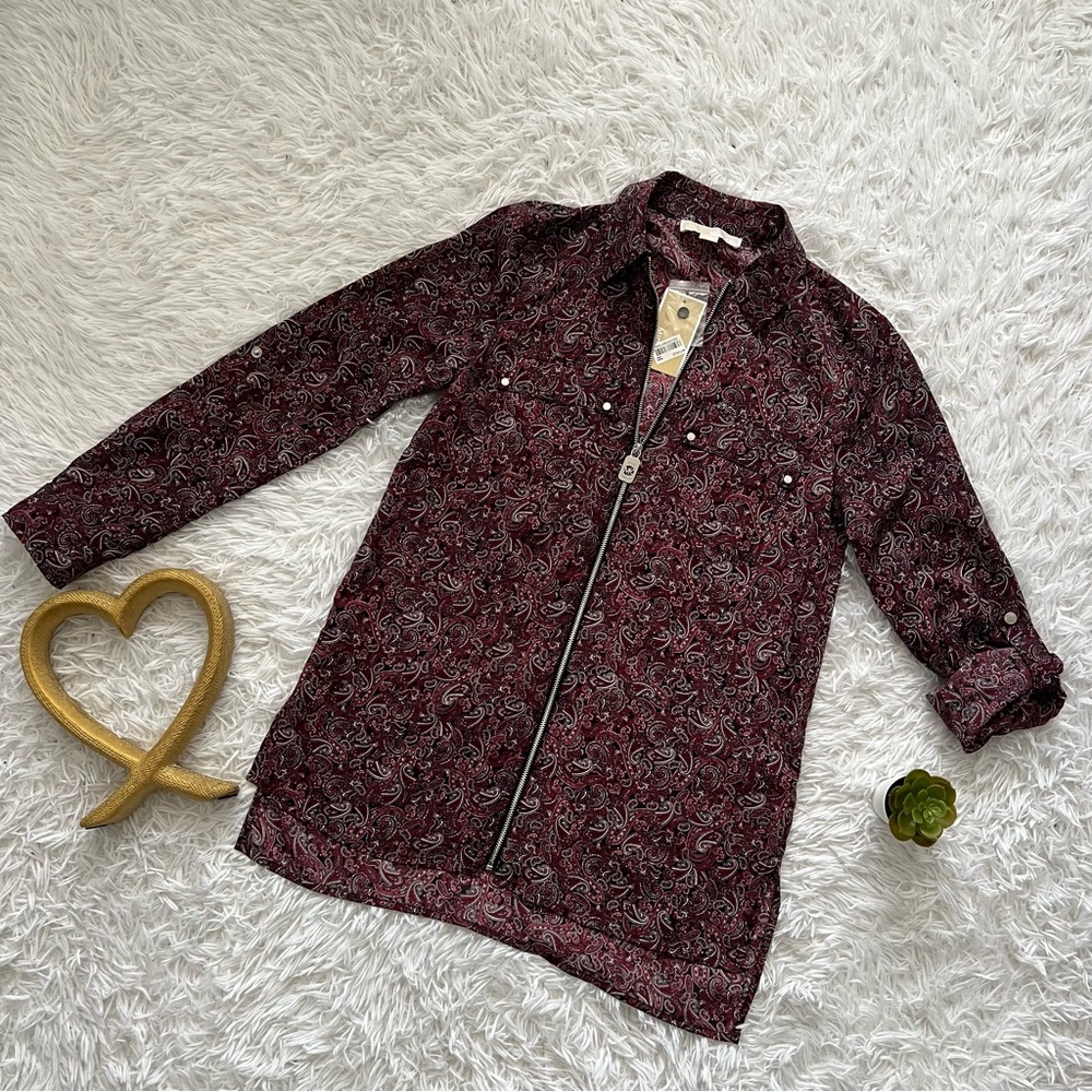 Michael Kors Burgundy Paisley Blouse